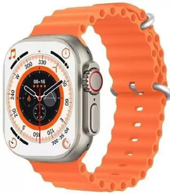 Ephemeral T800 Ultra Series 8 LCD Full Touch Screen Bluetooth Call Wireless Charges Smartwatch(Orange Strap, Medium)