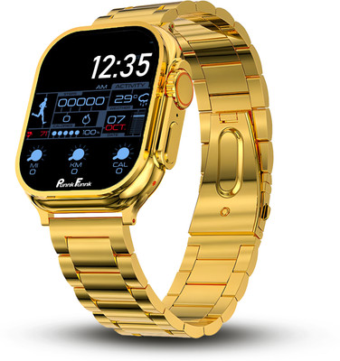 PunnkFunnk Gold 4k Version Eye Catching Look - Golden Bracelet Strap - Bluetooth Call Smartwatch(Gold Strap, 49MM)