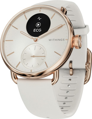 Withings Scanwatch2 Heart Health Monitor, ECG, SPO2, 30 Day Battery Life - 38mm Hybrid Smartwatch(White-Gold Strap, 38mm)