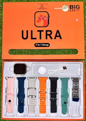 Guildr Ultra 7-in-1 Smartwatch 49mm Bluetooth Calling Heart Rate & SpO2 Monitoring Smartwatch(Multicolor Strap, 1.85 Inch)