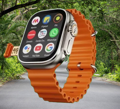 GETECH T800 Ultra SmartWatch With BT Calling and Answer Full Touch Fitness 5G Simcard Smartwatch(Orange Strap, Free Size)