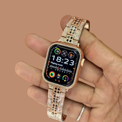 SIACART Latest Gen16, Rose Gold with Diamond, Metal Strap, BT Calling Smartwatch(Gold Strap, Free Size)