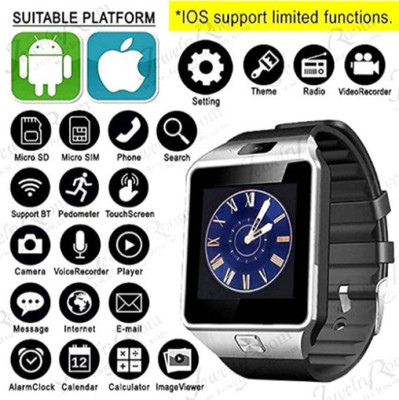 TWS FL_DZ09 Bluetooth 4G Support Calling Camera Smartwatch sim support Smartwatch(BLACK Strap, FREE)