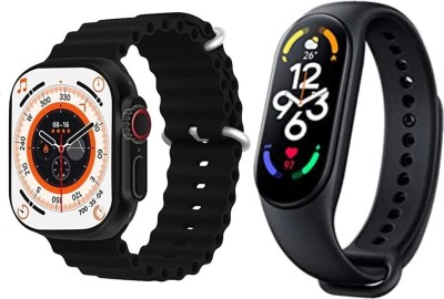 Zebur Combo T800 Ultra with M7 Fitness Band with Bt Calling Wireless Charge Fitness Smartwatch(Black Strap, Free Size)