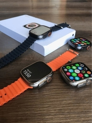 Veu T800 Ultra Smart Watch with Dual Strap Full Screen Waterproof Touch Display Smartwatch(Orange Strap, Free size)