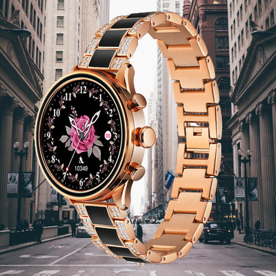 Wifton Stainless Steel Diamond Watches for Women-Black & Gold Smartwatch(Gold Strap, Free Size)