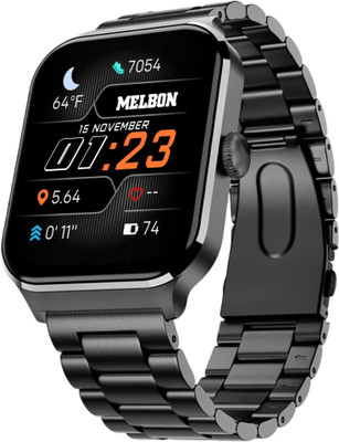 Melbon Lumina Black Smartwatch with Bluetooth, Fitness & Heart Rate Tracking Smartwatch(Black Metal Strap, Free Size)
