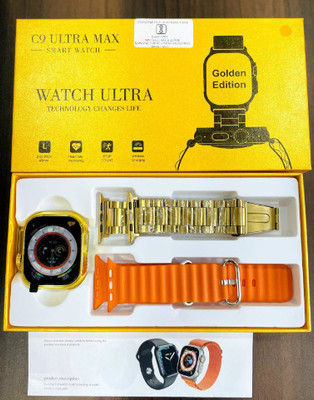 TECHMAZE C9 Ultra Max Smart Watch 24k Gold 2.01 Inch HD Display Smartwatch(Gold, Orange Strap, Free Size)