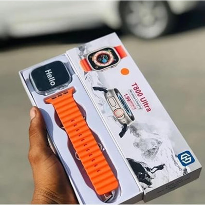 Sanvitraders T800 ultra smart watch with wireless charging
 (Orange ) Smartwatch(Orenge Strap, Free)
