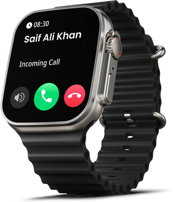GOBOULT (previously Boult) Crown 1.95'' Screen, Working Crown, Zinc Alloy Frame, 900 Nit Smartwatch(Black Strap, Free Size)