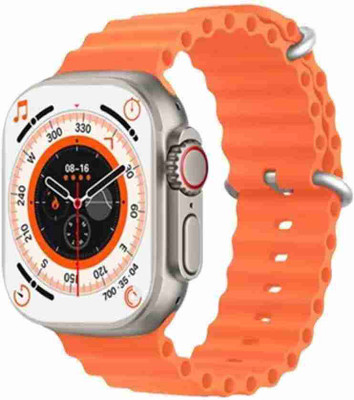 AOKO T800 Ultra 8 Watch Bluetooth Call Fitness Bracelet Magnetic Charging Smartwatch(Orange Strap, Free Size)