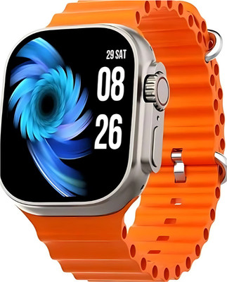 Techio T800 BT BEST ORANGE CALOR FULL SCREEN WHIT Smartwatch(ORANGE Strap, FREE)