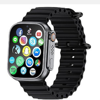 BOOMLY UltraT-800 Series 8 Bluetooth Call 4G Network Smartwatch(Black Strap, Free Size)