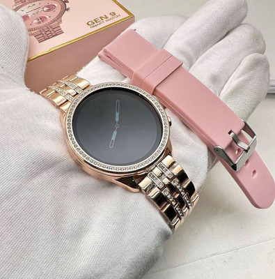Hectic Gen 9 Smartwatch for with Bluetooth Calling 100+ Customize Wallpaper unisex Smartwatch(Golden, Pink Strap, 49)