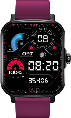 Time Up Always On Display,Split Screen,Gesture Control,Password,GPS,Long Battery Slim Smartwatch(Maroon Strap, Free Size)