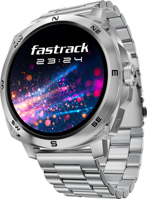 Fastrack Radiant FX3-1.43''|AMOLED|AOD|Premium Design|SS Strap|Functional Crown |Fashion Smartwatch(Silver Strap, Free Size)