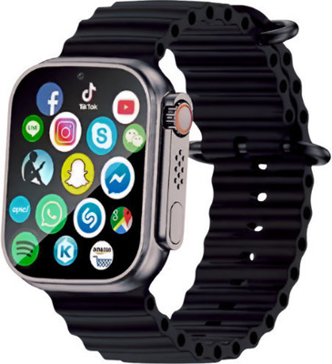 ROCK TOUCH T800 Ultra series Bluetooth Calling with Wireless Charging,3 Sports Mode C12 Smartwatch(Black Strap, Free Size)