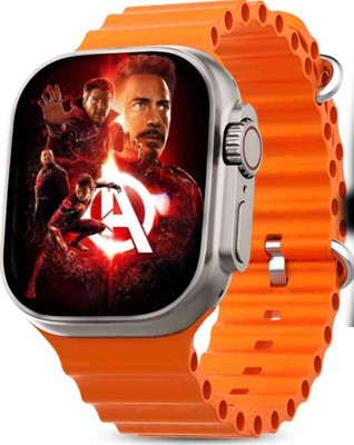 Veu T800 Ultra Smart Watch & Wireless Charger FOR MEN WOMEN Smartwatch(ORANGE Strap, M)