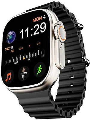 Wristkart T800 Ultra Smart Watch & Magnetic Wireless Charger Smartwatch(BLACK Strap, Free Size)