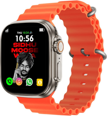 Modorwy T800 Ultra BT Calling Smartwatch - On Display - 3m Warranty - Wallpaper Chat Smartwatch(Orange Strap, 2 inch Big sunlight proof LCD Display)