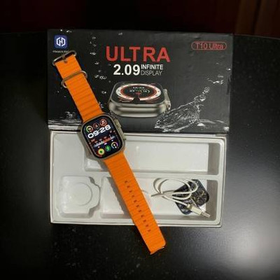 wipix New T10 Ultra Smart Watch with Bluetooth Calling, wireless charging pad games Smartwatch(Orange Strap, Free Size)