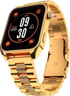 Fire-Boltt Xelor Luxury Stainless Steel, 45.2mm (1.78) AMOLED, 368*448 px Diamond Studded Smartwatch(Gold Strap, Free Size)