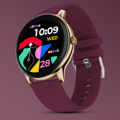 Fire-Boltt Ninja Talk 35.3mm (1.39) Round Bluetooth Calling Metal Body,120 Sports Modes Smartwatch(Burgandy Strap, Free Size)