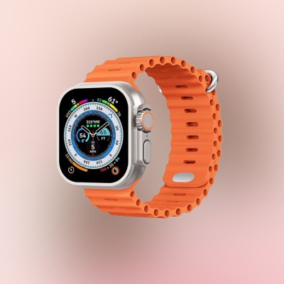 GRAFIQE T800 Ultra Smart Watch With Wireless Charging Smartwatch(Orange Strap, Regular)