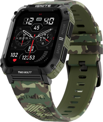 Fire-Boltt Combat 1.96″ Large Display, Rugged Outdoor Design, Voice Assistant BT Calling Smartwatch (Camo Green Strap, Free Size) For Rs. 1799 @ 86 %