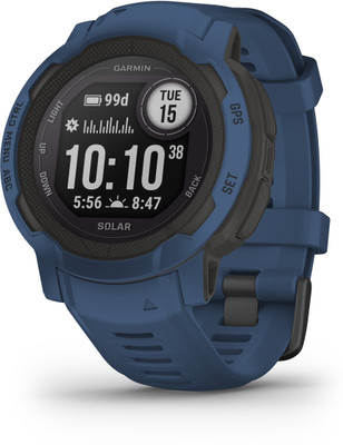 GARMIN Instinct 2 Solar, Rugged Outdoor SmartWatch, Multi GNSS, Tracback Routing Smartwatch(Blue Strap, M)