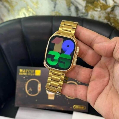 Woonk S9 Ultra Touch Watch BT Calling IP67 Waterproof NO Color Fade Strap Music Play Smartwatch(Gold Strap, Free Size)