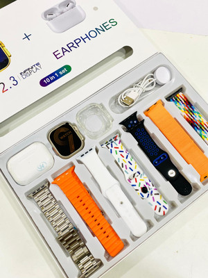 Sigmatech I20 Ultra| Bluetooth Calling| Notification | Music Control |Voice assist + 1 TWS Smartwatch(Multi Strap, Free)