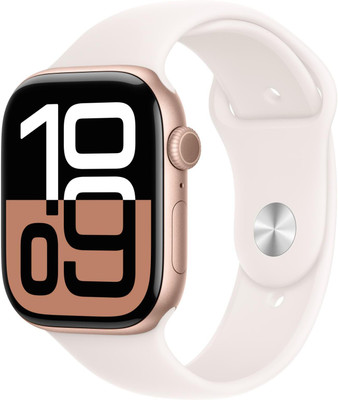 Apple Watch Series 10 GPS 46mm Rose Gold Aluminium with Light Blush Sport Band(Light Blush Strap, Free Size)