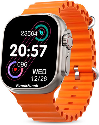 PunnkFunnk T800 Ultra Big Display Bluetooth Calling Touch Full Display Smartwatch(Orange Strap, Free Size)