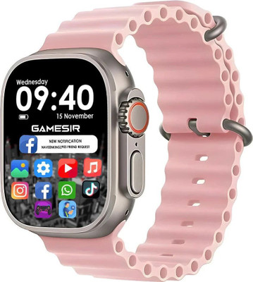 GameSir T800 Bluetooth 1.83” HD Display, Music Player, Smart Alerts & Notifications Smartwatch(Pink Strap, Free Size)