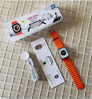 SMART T800 Smartwatch(ORANGE Strap, FREE)