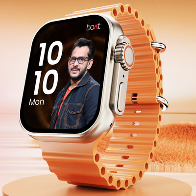 boAt Genesis Pro w/ 1.96'' AMOLED Display,BT Calling,Functional Crown,Coins Smartwatch(Royal Orange Strap, Free Size)