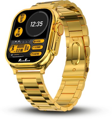 PunnkFunnk S9 Ultra Max Gold Bracelet Strap + 2 Pair Strap Extra - BT Calling & Music Play Smartwatch(Gold Strap, 2 Inch Large Sunlight Proof Display)