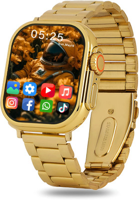 GameSir S9 Ultra Gold Touch Watch 25+ New Features Music Camera Operate Voice assist. Smartwatch(Gold Strap, 1.9 Inch Big Sunlight Proof Display)