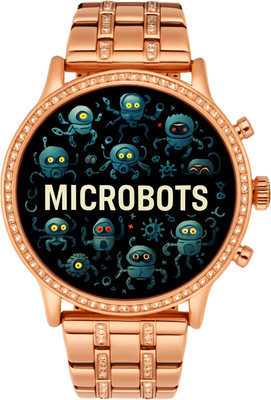 MICROBOTS trendy gen 9 smart watch pink for women oled display Smartwatch(Pink, gold Strap, 42)