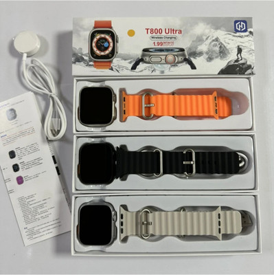 ABHINANDAN T800 ULTRA 8 SMARTWATCH FOR MEN WOMEN WITH WIRELESS CHARGER Smartwatch(Orange Strap, Free)