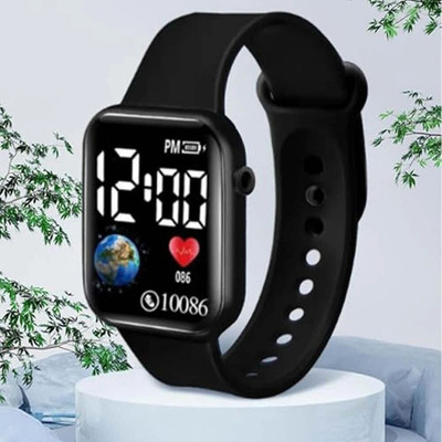 Avanturis Teenagers LED Luxurious Fashion Silicone (Not Smart Watch) Digital Watch AT_014 Smartwatch(Black Strap, Free Size)