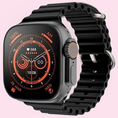 KadWaniya T800 Ultra Smart Watch With Wireless Charging Smartwatch(Black Strap, Regular)