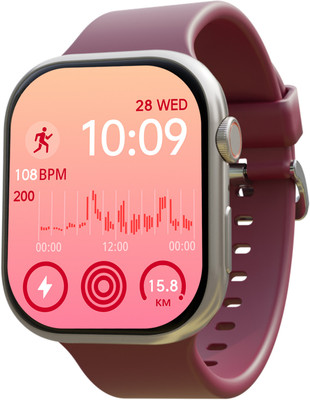 PA Maxima Max Pro Coral Plus 1.96''Ultra HD Display, BT Calling, Active Crown, Metal Body Smartwatch(Active Gold Wine Strap, Free Size)