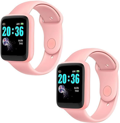 DRUMSTONE Pack of 2 D20 Touchscreen Smart Watch – Bluetooth with Heart Rate Sensor Smartwatch(Gold Strap, Free Size)