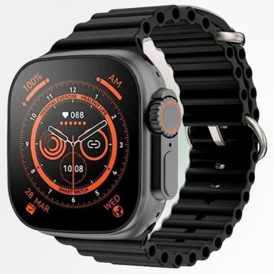 KadWaniya T800 Ultra Smart Watch With Wireless Charging Smartwatch(Black Strap, Regular)