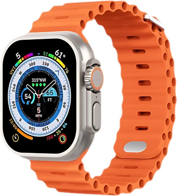 GiftNow T800 Ultra Bluetooth Calling Watch Amoled Big Display AI Voice assistance Smartwatch(Orange Strap, Free Size)