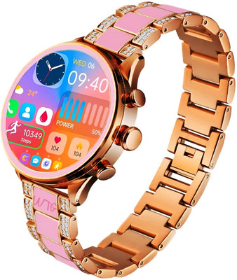 GameSir PF-11 Bluetooth calling, Health & Fitness, specially chose for women smart watch Smartwatch(Rose gold, Pink Strap, Free size)