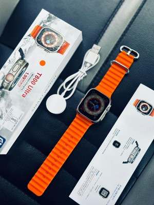 Tech Wear NO RETURN NO REPLACE BATTERY 1 DAY T83 Smartwatch(Orange Strap, Free Size)