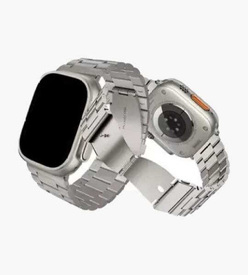 CLUBCLASSY T800 Ultra Smartwatch Bluetooth Calling for Men & Women with 2 strap Smartwatch(silver chain, orange Strap, free size)